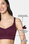 Zivame Unbound Maternity Padded Non Wired 3/4Th Coverage Seamless Nursing Bra - Beet Red — thumbnail 7